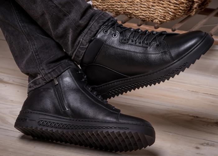 Ботинки мужские кожаные Simple Winter Black фото